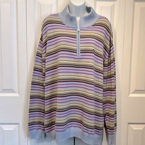 Lacoste Multicoloured‎ Striped Pullover Cotton Unisex Sweater Size XL